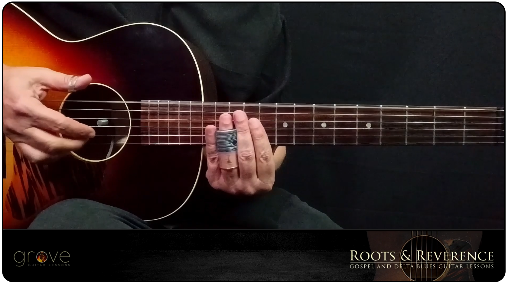 Delta blues bottleneck guitar player